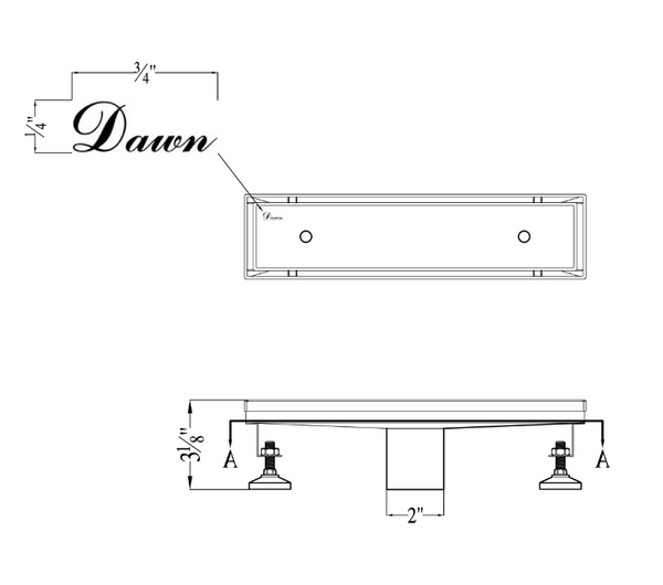 Dawn 59 Inch Tile Insert Linear Shower Drain Colorado River Series, Polished Satin Finish