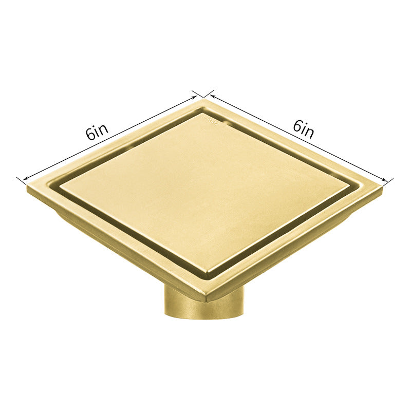 Gold Stainless Steel 4 Inch and 6 Inch Shower Drains, Solid Flat Cover