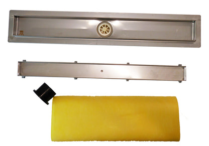 24 Inch Linear Shower Drains, DTA Linear Drain Base with Drain Grate Set