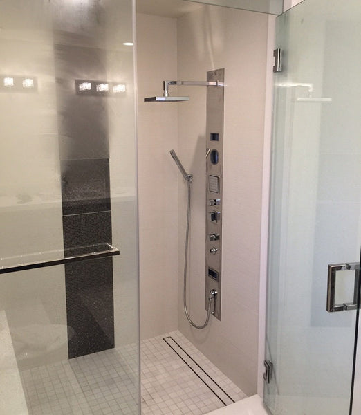 90 Inch Large Linear Shower Drain, Tile Insert Design, Complete Installation Kit