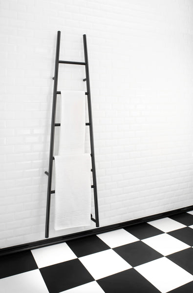 Matte Black Towel Warmer, Amba Jeeves A Ladder, Hardwired, 5 Bars, W 21" H 75"