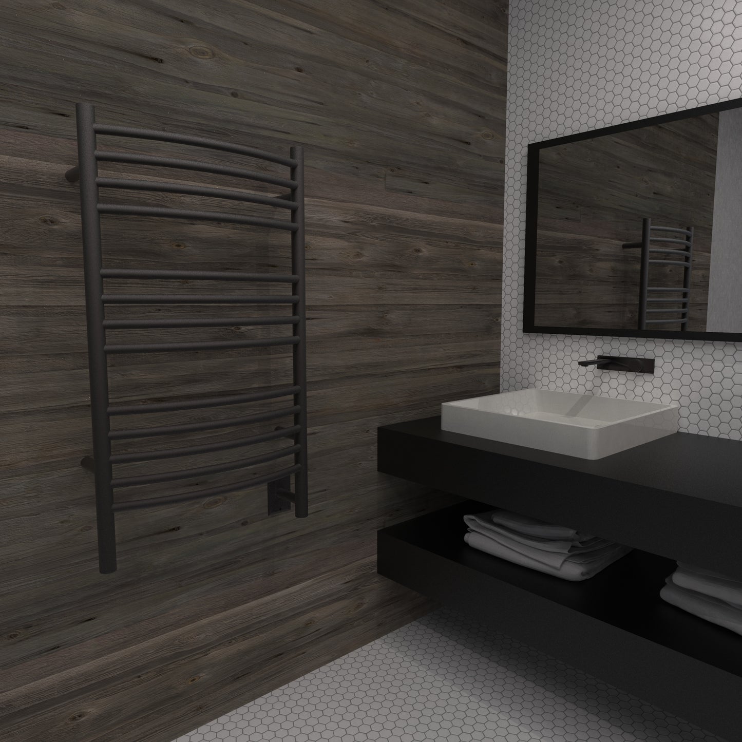 Amba Jeeves C Curved Oil Rubbed Bronze Towel Warmer, Hardwired, 13 Bars, W 21" H 36"