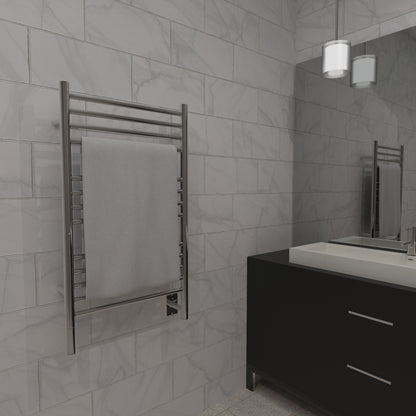 Amba Jeeves C Straight Brushed Towel Warmer, Hardwired, 13 Bars, W 21" H 36"