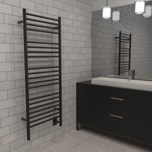 Oil-Rubbed Bronze Towel Warmer, Amba Jeeves D Straight, Hardwired, 20 Bars, W 21" H 53"