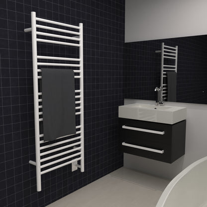 Amba Jeeves D Straight White Towel Warmer, Hardwired, 20 Bars, W 21" H 53"