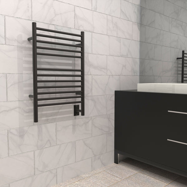 Oil Rubbed Bronze Towel Warmer, Amba Jeeves E Straight, Hardwired, 12 Bars, W 21" H 31"