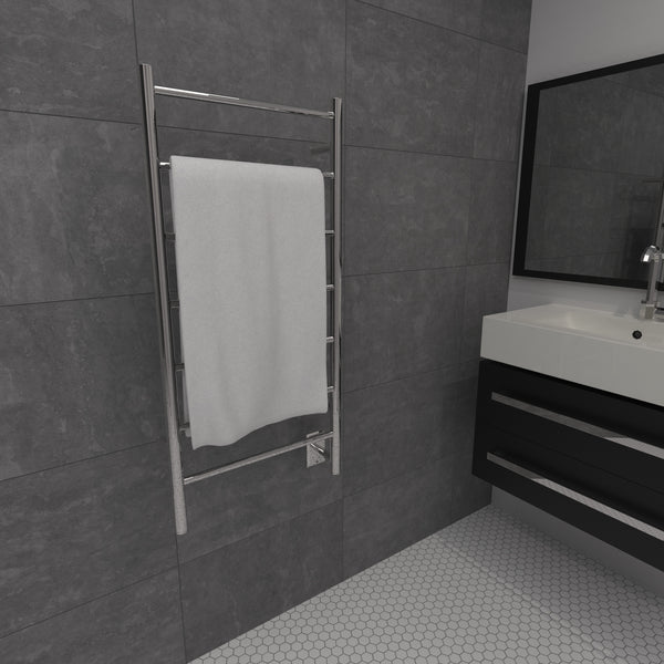 Polished Towel Warmer, Amba Jeeves F Straight, Hardwired, 7 Bars, W 21" H 41"