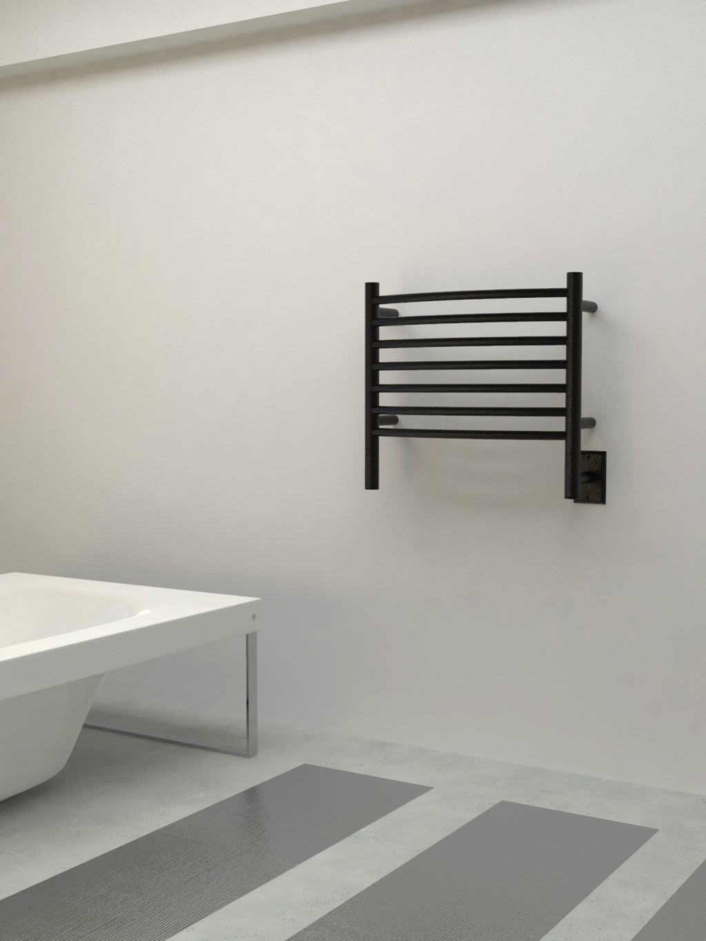 Amba Jeeves H Curved Matte Black Towel Warmer, 7 Bars, Hardwired, 21" W x 18" H