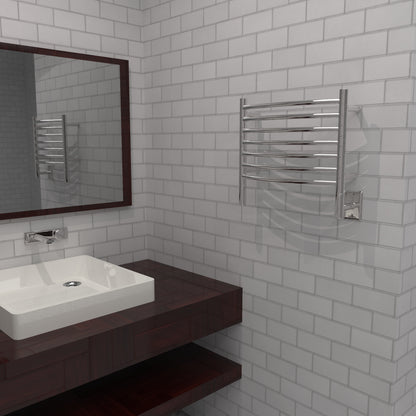 Amba Jeeves H Curved Polished Towel Warmer, 7 Bars, Hardwired, 21" W x 18" H