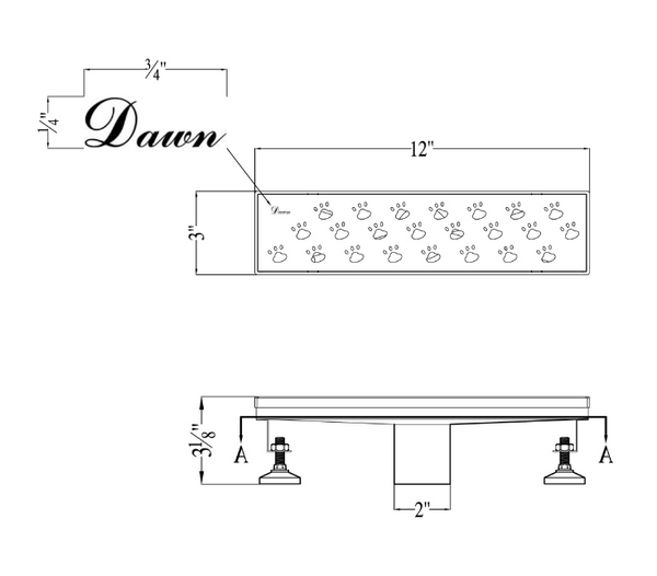 Dawn® 47 Inch Linear Shower Drain, Memuru River Series, Polished Satin Finish
