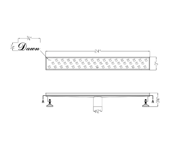Dawn® 47 Inch Linear Shower Drain, Memuru River Series, Polished Satin Finish