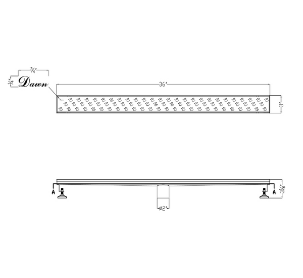 Dawn® 47 Inch Linear Shower Drain, Memuru River Series, Polished Satin Finish