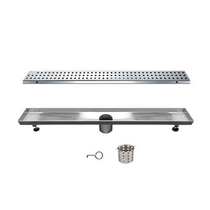 Dawn® 47 Inch Linear Shower Drain, Mississippi River Series, Polished Satin Finish