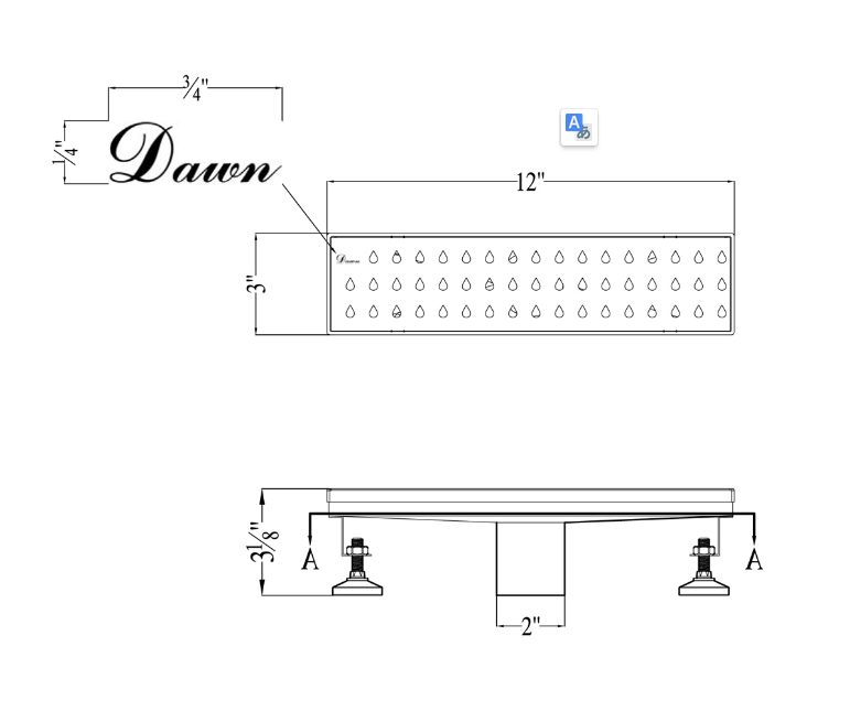 Dawn® 47 Inch Linear Shower Drain, Nile River Series, Polished Satin Finish