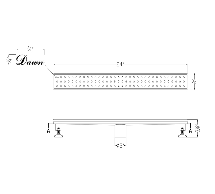 Dawn® 47 Inch Linear Shower Drain, Nile River Series, Polished Satin Finish