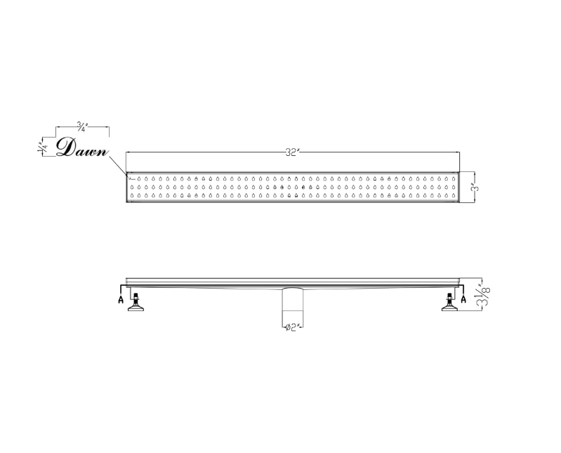 Dawn® 47 Inch Linear Shower Drain, Nile River Series, Polished Satin Finish