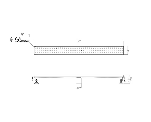 Dawn® 47 Inch Linear Shower Drain, Nile River Series, Polished Satin Finish