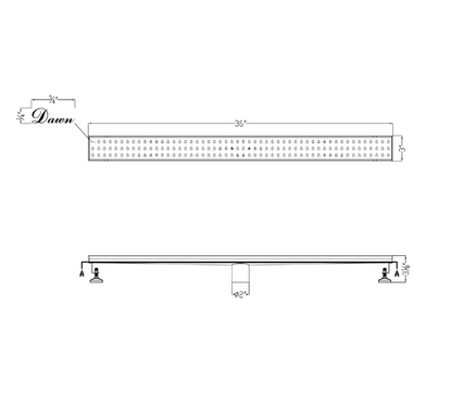 Dawn® 47 Inch Linear Shower Drain, Nile River Series, Polished Satin Finish