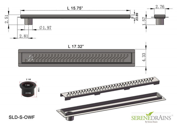 16 Inch Side Outlet Linear Shower Drain by Serene Drains