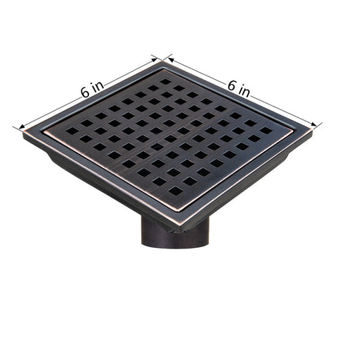 Oil Rubber Bronze Stainless Steel 4 Inch and 6 Inch Shower Drains, Square Grid Design