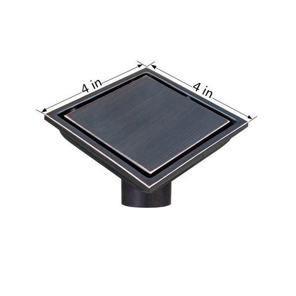 Oil Rubber Bronze Stainless Steel 4 Inch and 6 Inch Shower Drains, Solid Flat Cover
