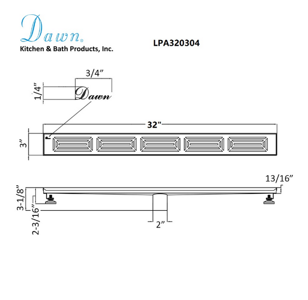 Dawn® 47 Inch Linear Shower Drain, Parana River In Argentina Series, Polished Satin Finish