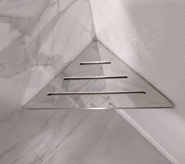 Triangle 12 Inch Shower Shelf, Wall Mount Corner Bathroom Shelf, Polished Chrome