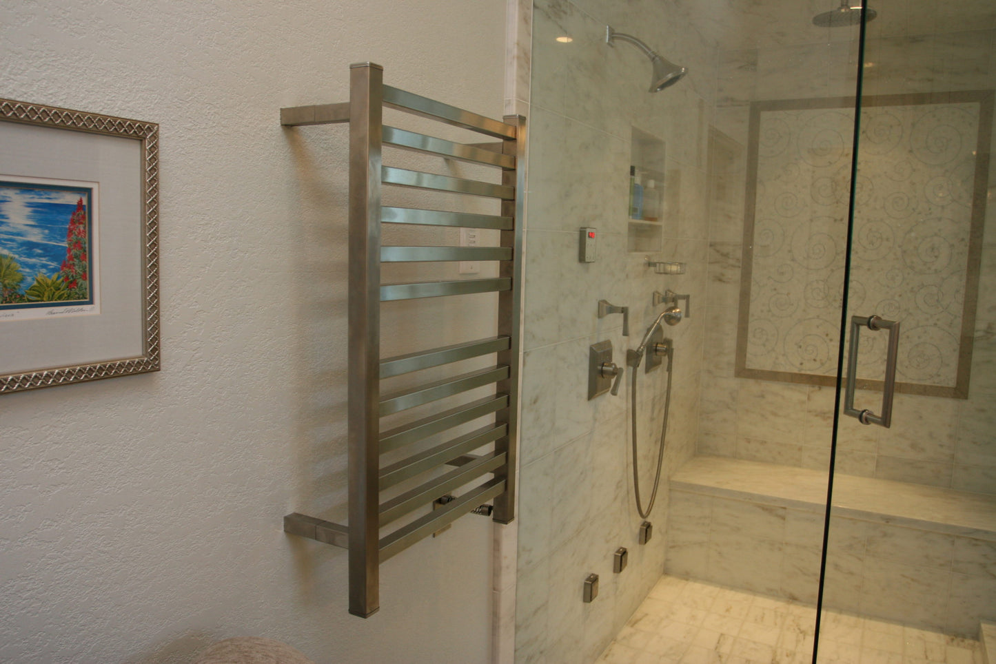 Brushed Towel Warmer, Amba Quadro Model Q2033B, 12 Bars Towel Warmer