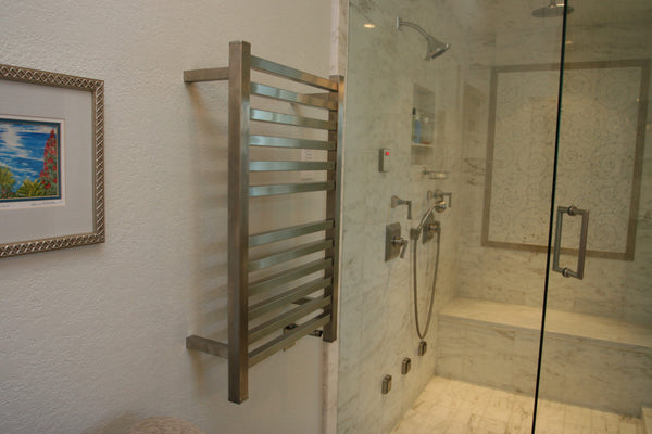 Brushed Towel Warmer, Amba Quadro Model Q2033B, 12 Bars Towel Warmer