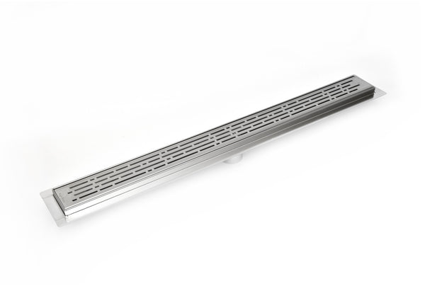 39 Inch Linear Shower Drain Polished Chrome Broken Lane Design by SereneDrains