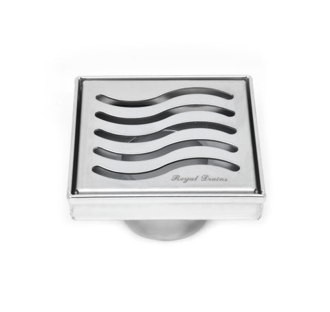 4 Inch Square Shower Drains Wave Design by SereneDrains
