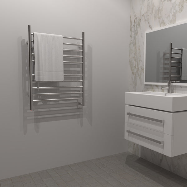 Brushed Towel Warmer, Amba Radiant Hardwired Straight, 10 Bar Towel Warmer