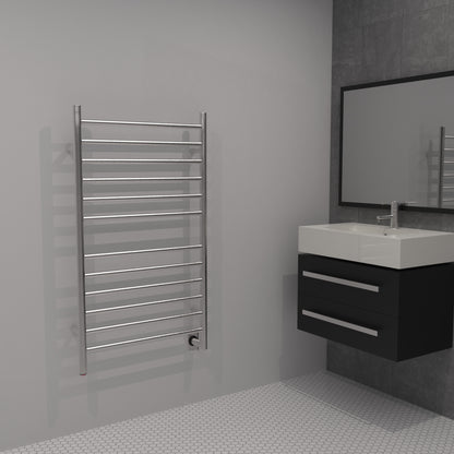 Brushed Towel Warmer, Amba Radiant Hardwired Straight, 12 Bars Towel Warmer