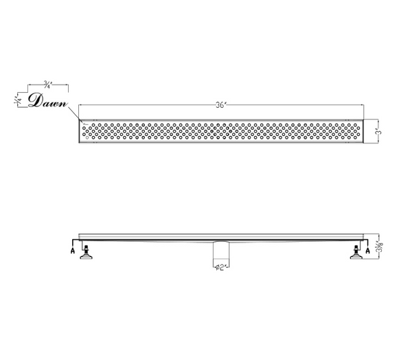 Dawn® 59 Inch Linear Shower Drain, Rhone River Series, Polished Satin Finish