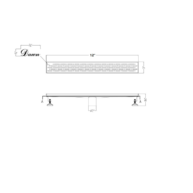 Dawn® 36 Inch Linear Shower Drain, Rio Orinoco River Series, Polished Satin Finish