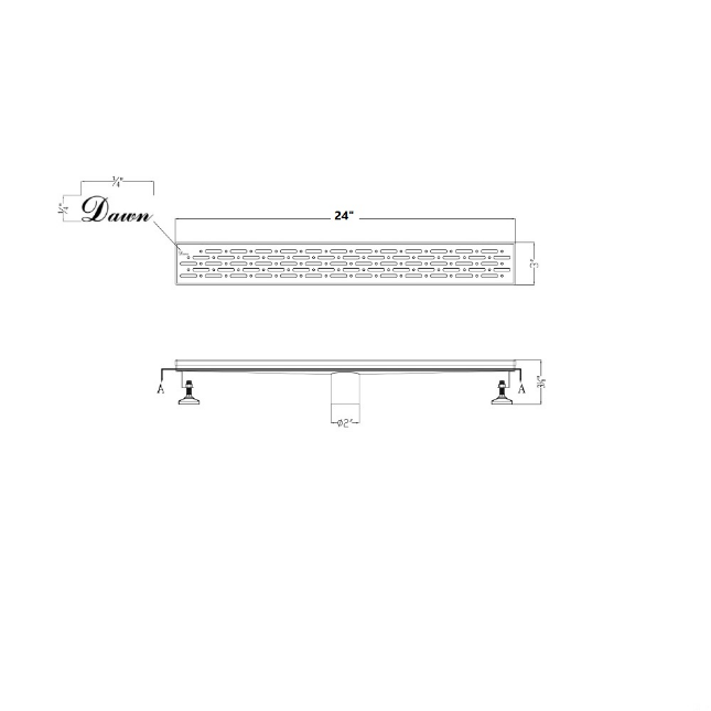 Dawn® 47 Inch Linear Shower Drain, Rio Orinoco River Series, Polished Satin