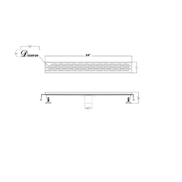 Dawn® 32 Inch Linear Shower Drain, Rio Orinoco River Series, Polished Satin Finish