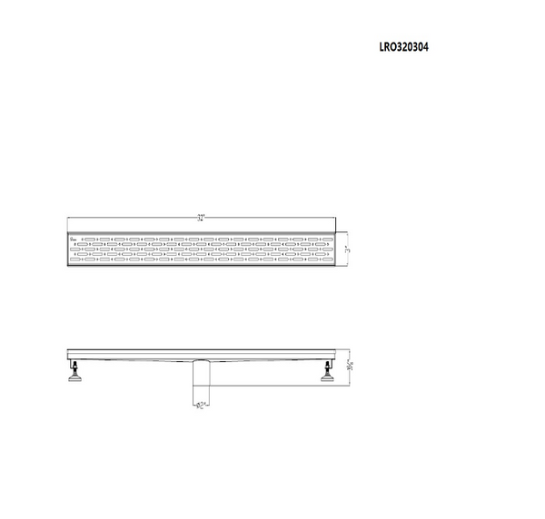 Dawn 12 Inch Linear Shower Drain, Rio Orinoco River Series, Polished Satin Finish