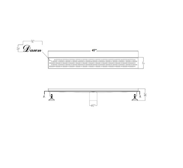 Dawn® 24 Inch Linear Shower Drain, Rio Orinoco River Series, Polished Satin Finish