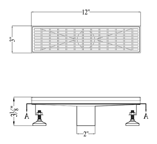 Dawn® 59 Inch Linear Shower Drain, Wheaton River Series, Polished Satin Finish