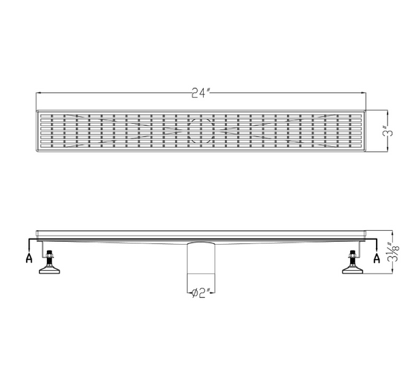 Dawn® 47 Inch Linear Shower Drain, Wheaton River Series, Polished Satin Finish