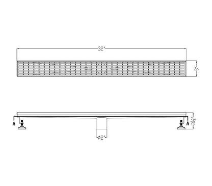 Dawn® 59 Inch Linear Shower Drain, Wheaton River Series, Polished Satin Finish
