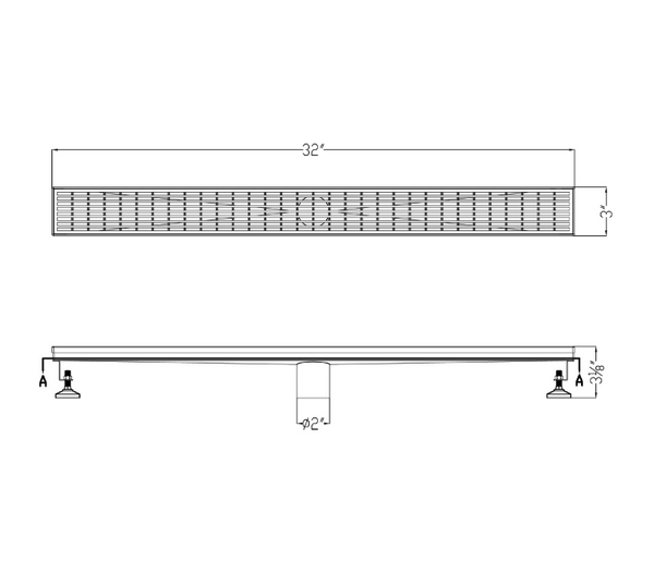 Dawn® 47 Inch Linear Shower Drain, Wheaton River Series, Polished Satin Finish