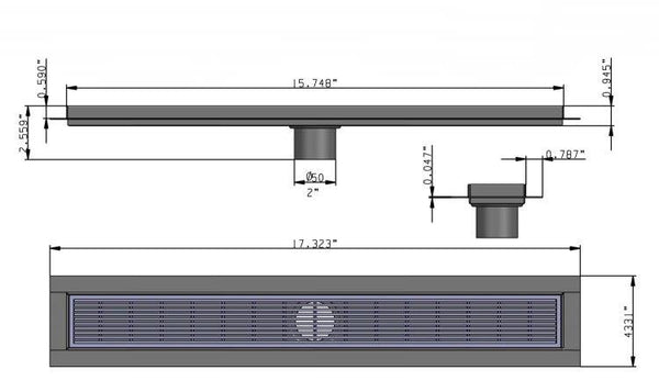 16 Inch Linear Shower Drain Brushed Nickel Linear Wedge Design by SereneDrains