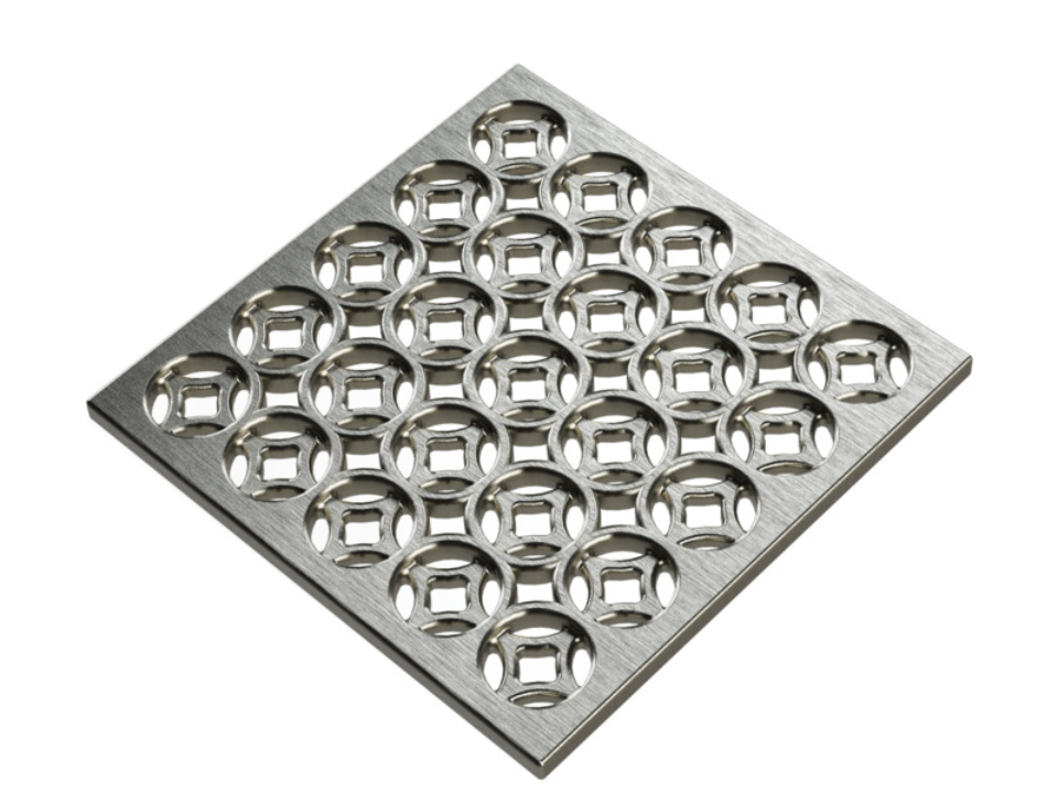 Square Shower Drain Assembly Kit With Lattice Pattern, Brushed Stainless Steel Grate Cover, WarmlyYours Pro GEN II