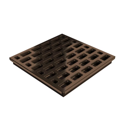 Square Shower Drain Assembly Kit With Brick Pattern Copper Finish Grate Cover, WarmlyYours Pro GEN II
