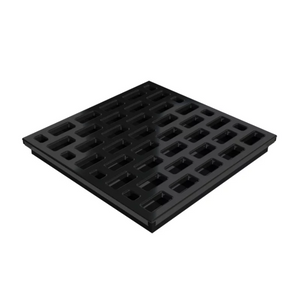 Square Shower Drain Assembly Kit With Brick Pattern Polished Black Grate Cover, WarmlyYours Pro GEN II