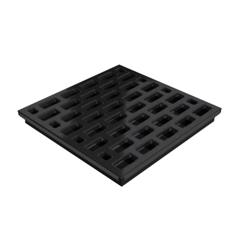 Square Shower Drain Assembly Kit With Brick Pattern Matte Black Grate Cover, WarmlyYours Pro GEN II