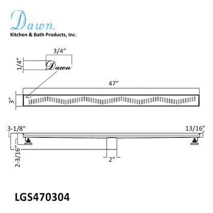 24 Inch Linear Drain with Adjustable Feet, Luxury Polished Finish Drain, Dawn USA LGS240304