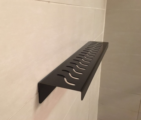 Oil Rubbed Bronze Shower Shelf, Elegant Drill & Screw Wall Mount Shower Shelf, Ocean Wave Design